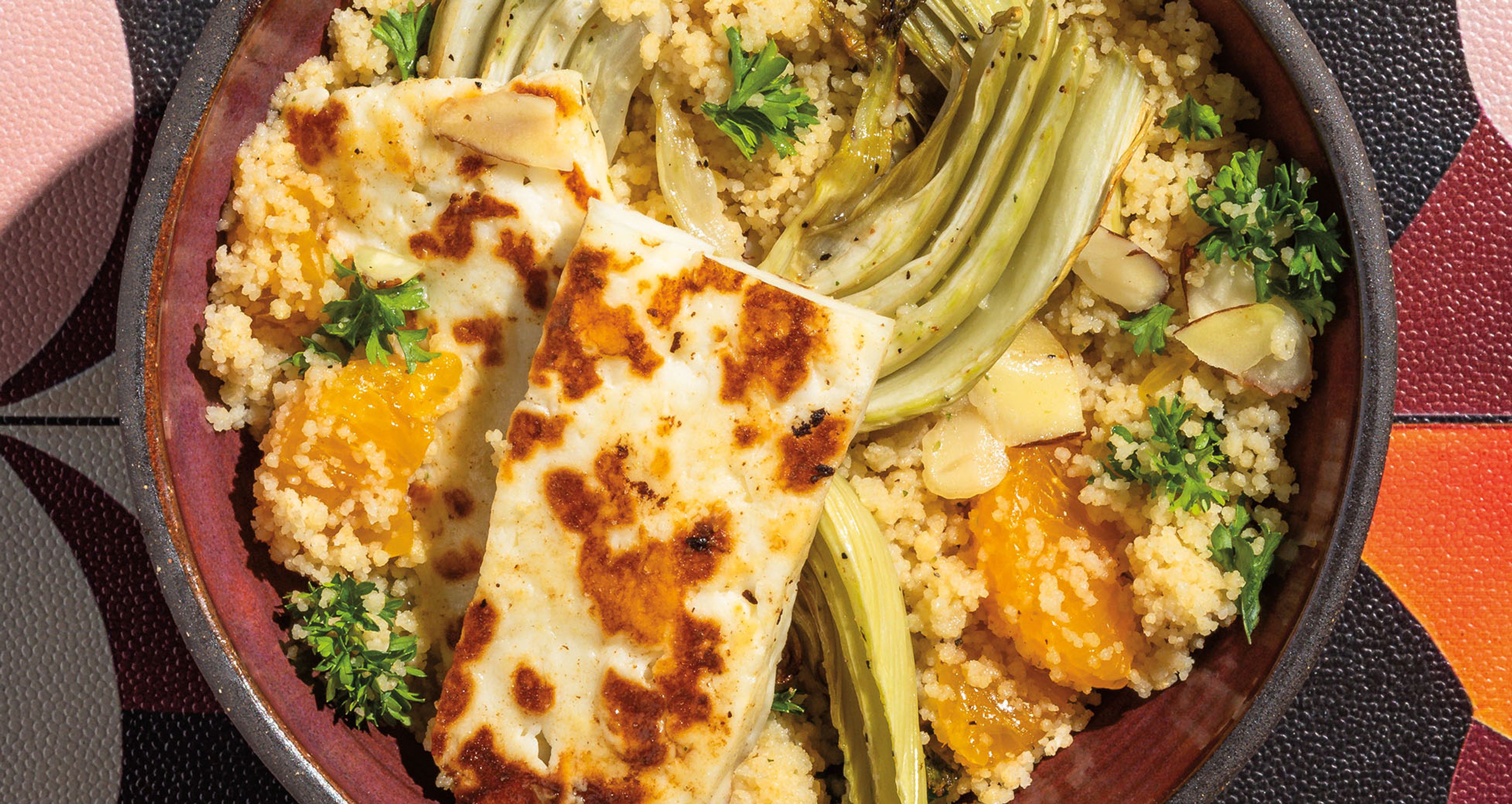 Citrus, Couscous and Roasted Fennel With Halloumi