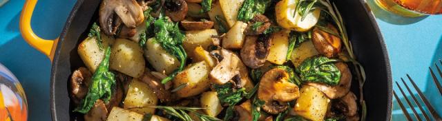Potatoes With Spinach and Mushrooms