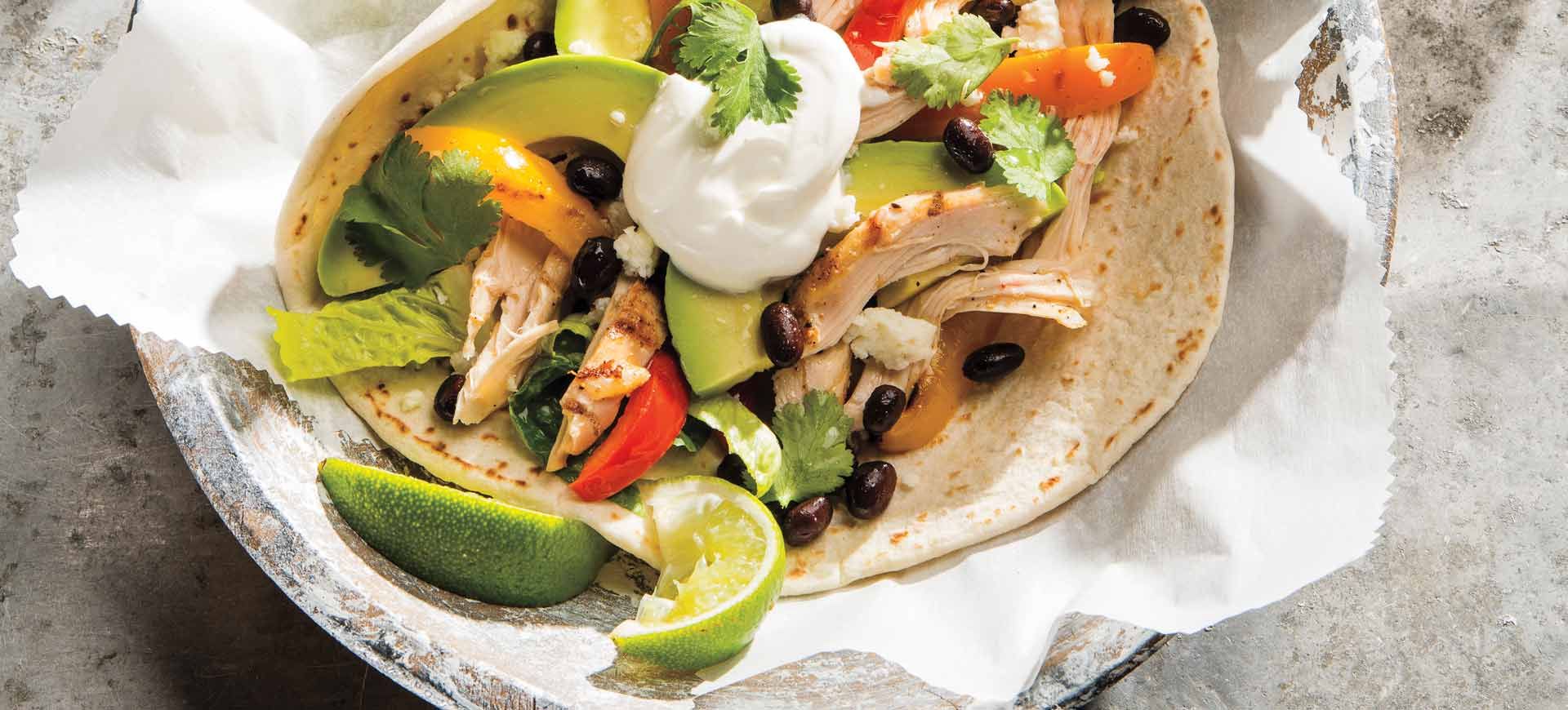 Spice-Rubbed Pulled Chicken Soft Tacos