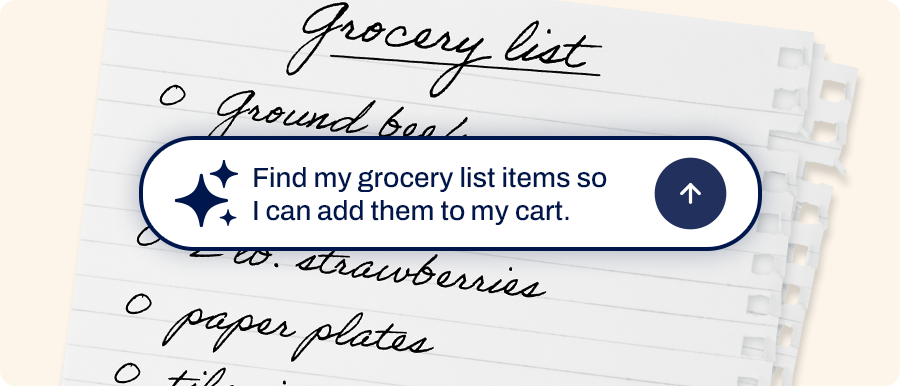 Find my grocery list items so I can add them to my cart.