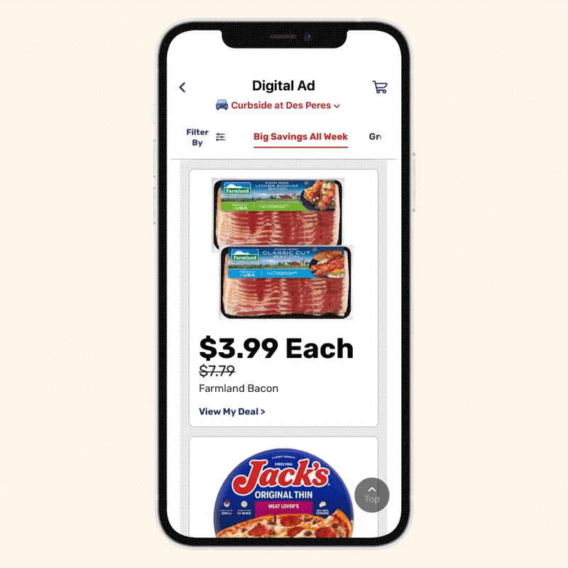 GIF adding bacon to cart from new weekly ad