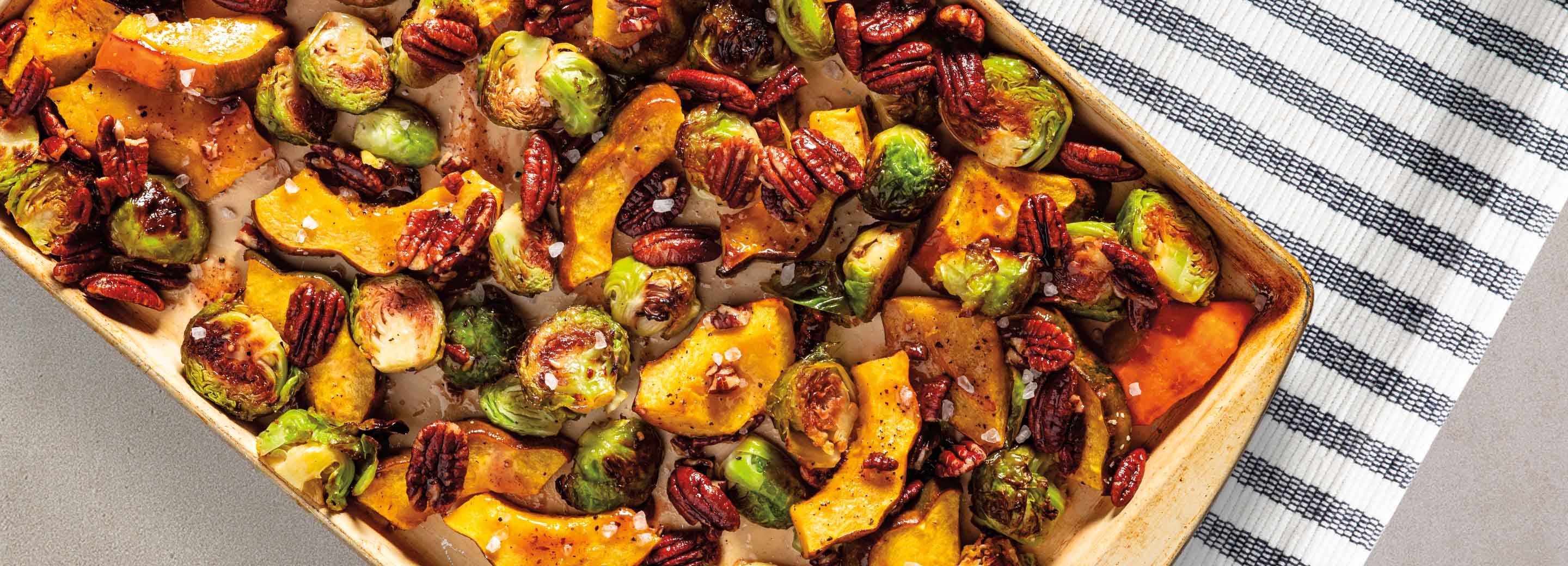 Maple Roasted Squash & Brussels Sprouts