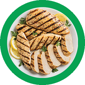 Grilled chicken breasts on a plate