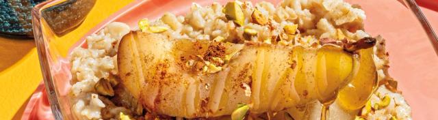 Oatmeal with Honey-Poached Pears