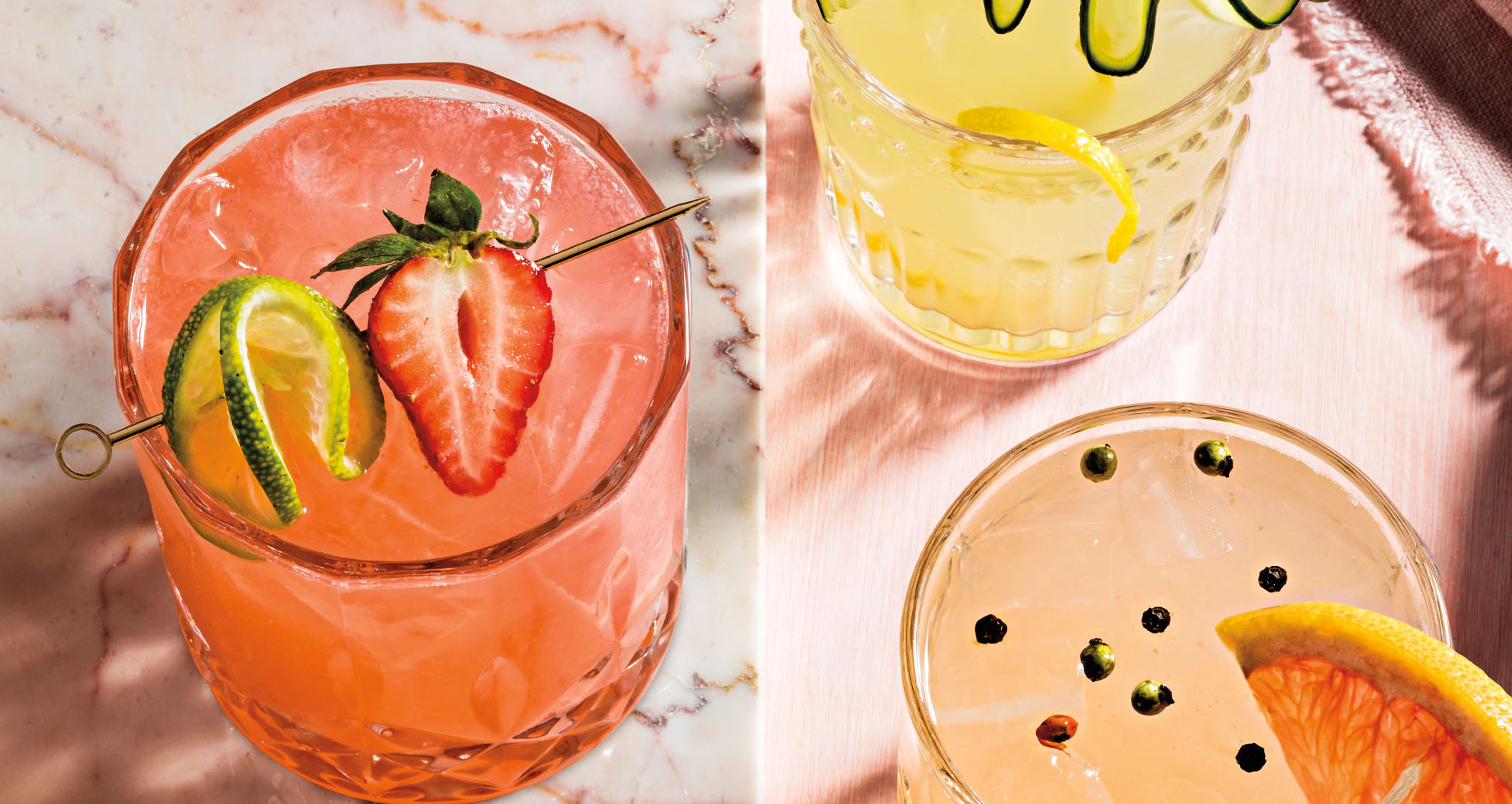 Three cocktails in a glass cups