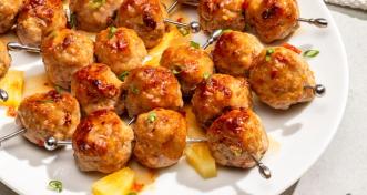 Ginger Pineapple Glazed Pork Meatballs