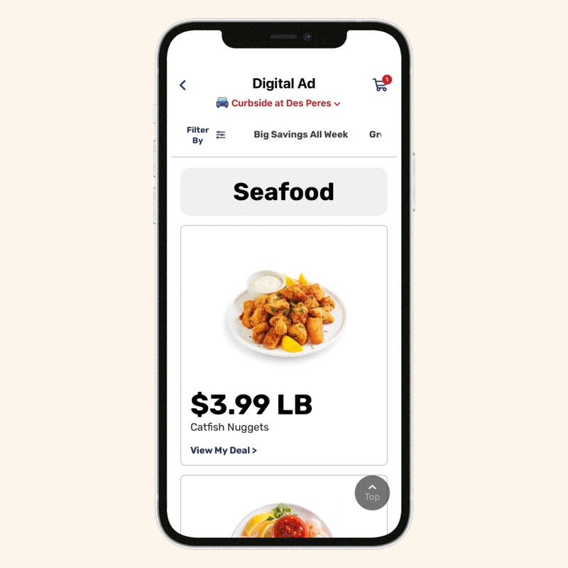GIF of switching shopping methods from curbside to in-store through the new weekly ad