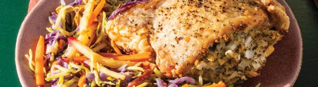Stuffed Pork Chops With Roasted Apple Slaw