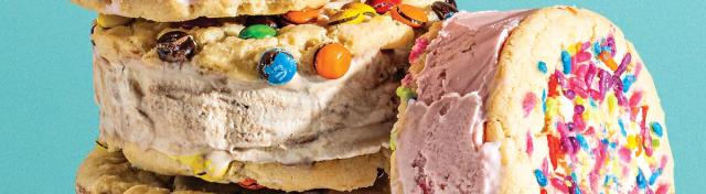 Sprinkle Cookie and Strawberry Shortcake Ice Cream Sandwich