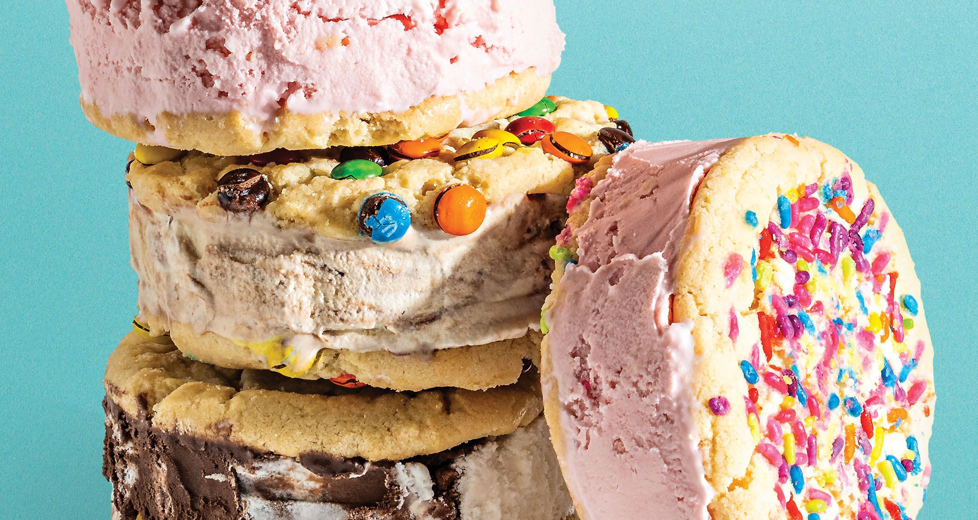 Sprinkle Cookie and Strawberry Shortcake Ice Cream Sandwich