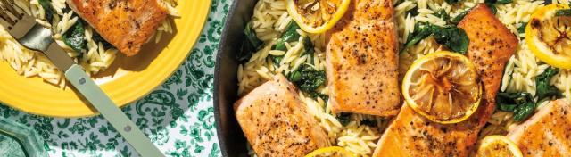 One-Skillet Lemon Salmon and Orzo