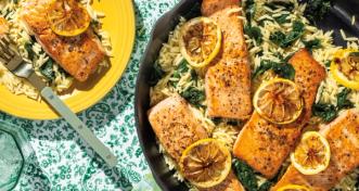 One-Skillet Lemon Salmon and Orzo