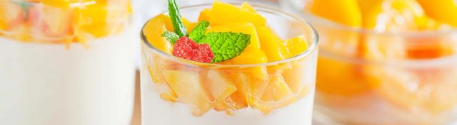 Mango Panna Cotta with Raspberry Sauce