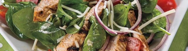 Grilled Turkey Spinach Salad with Jalapeño-Lime Vinaigrette