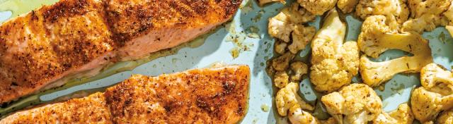 Sheet-Pan Honey-Garlic Salmon and Cauliflower