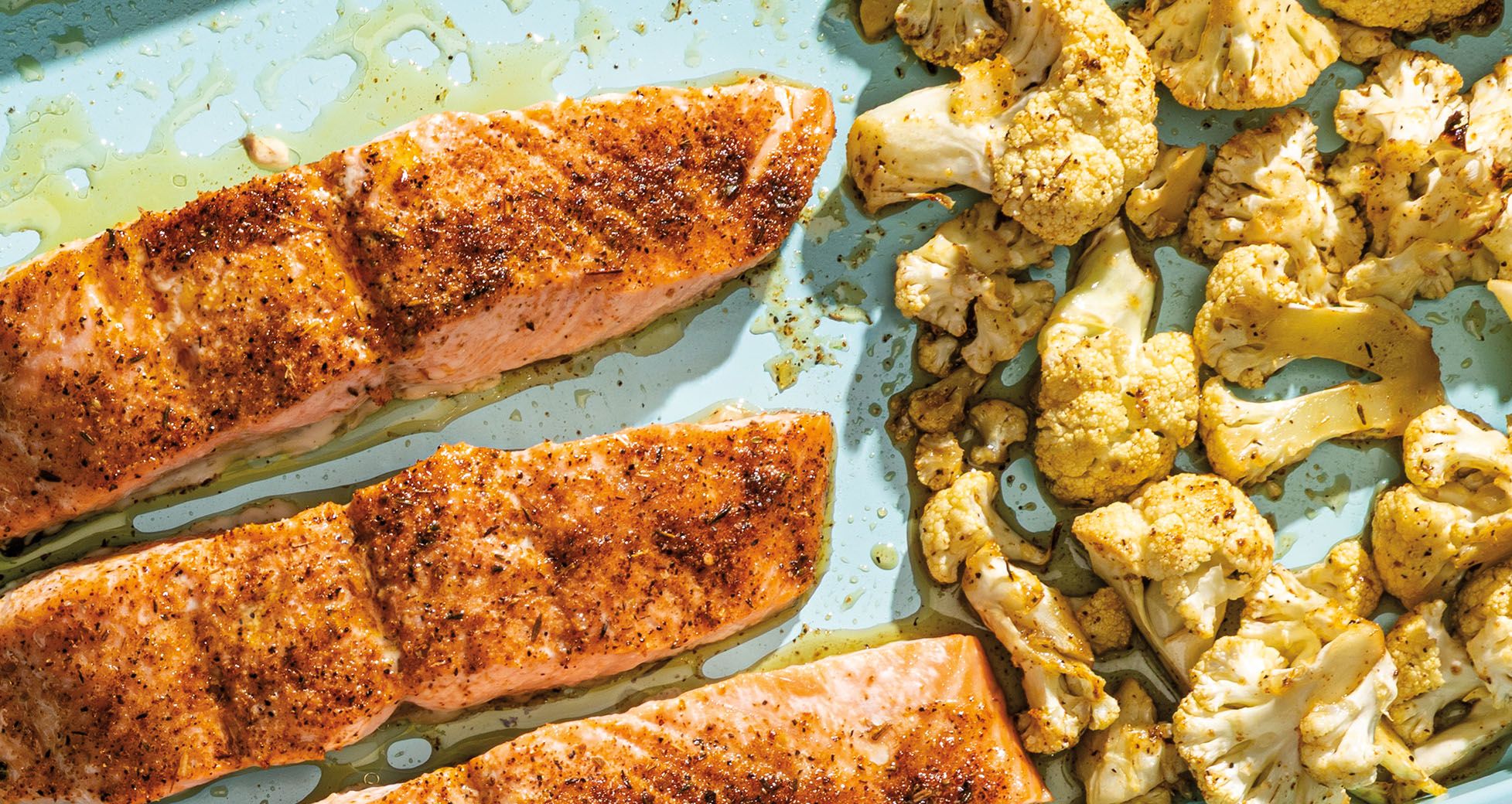 Sheet-Pan Honey-Garlic Salmon and Cauliflower