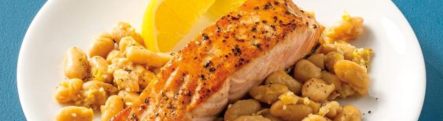 Garlicky Butter-Kissed Salmon With Beans