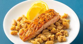 Garlicky Butter-Kissed Salmon With Beans