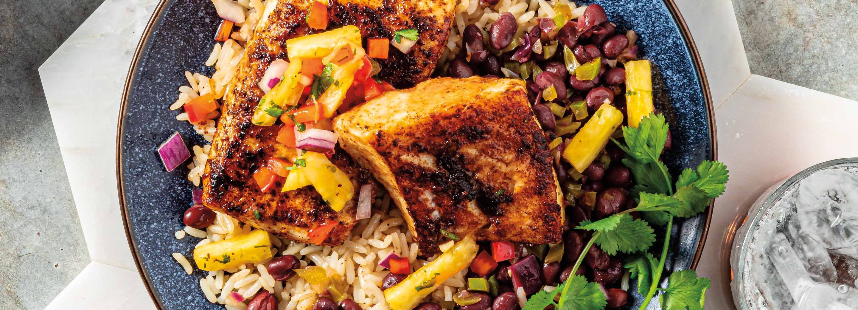 Caribbean-Style Halibut Bowls With Pineapple Salsa