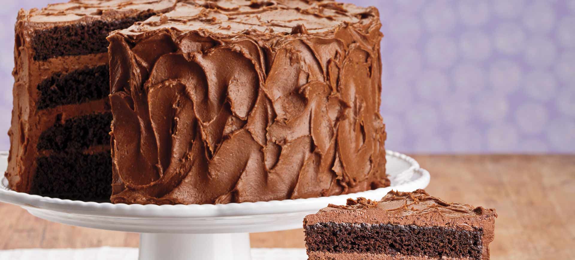 Deluxe Chocolate Split Layer Cake with Chocolate Buttercream Frosting
