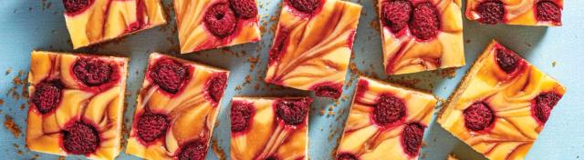Raspberry & Lemon Swirl Cheesecake Bars