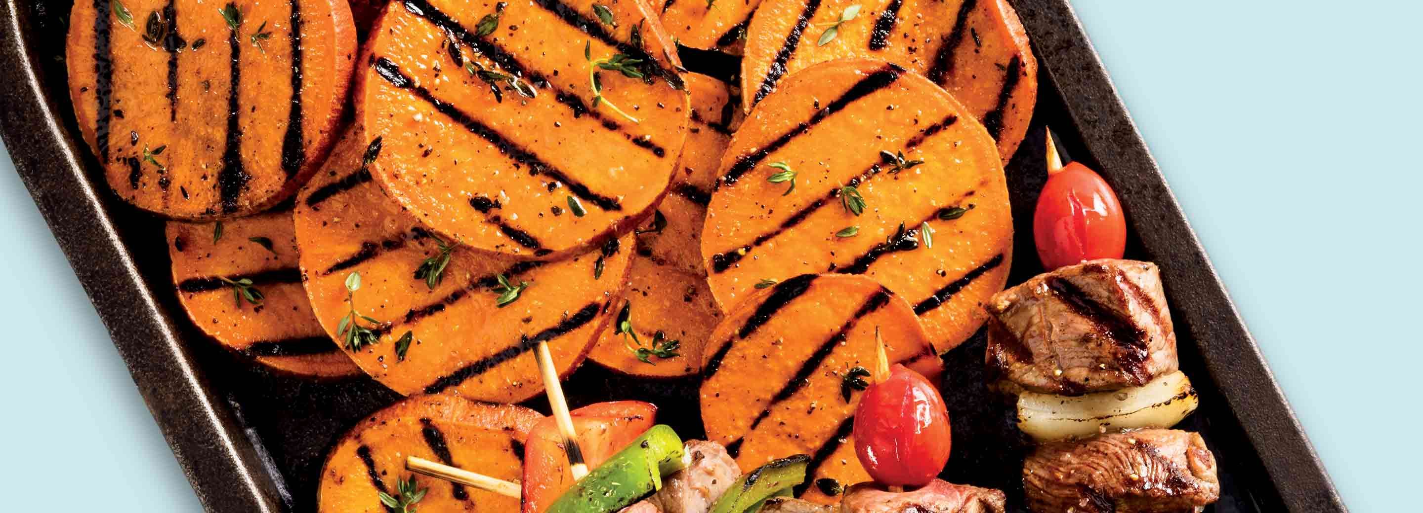 Thyme and Garlic Grilled Sweet Potato Slices