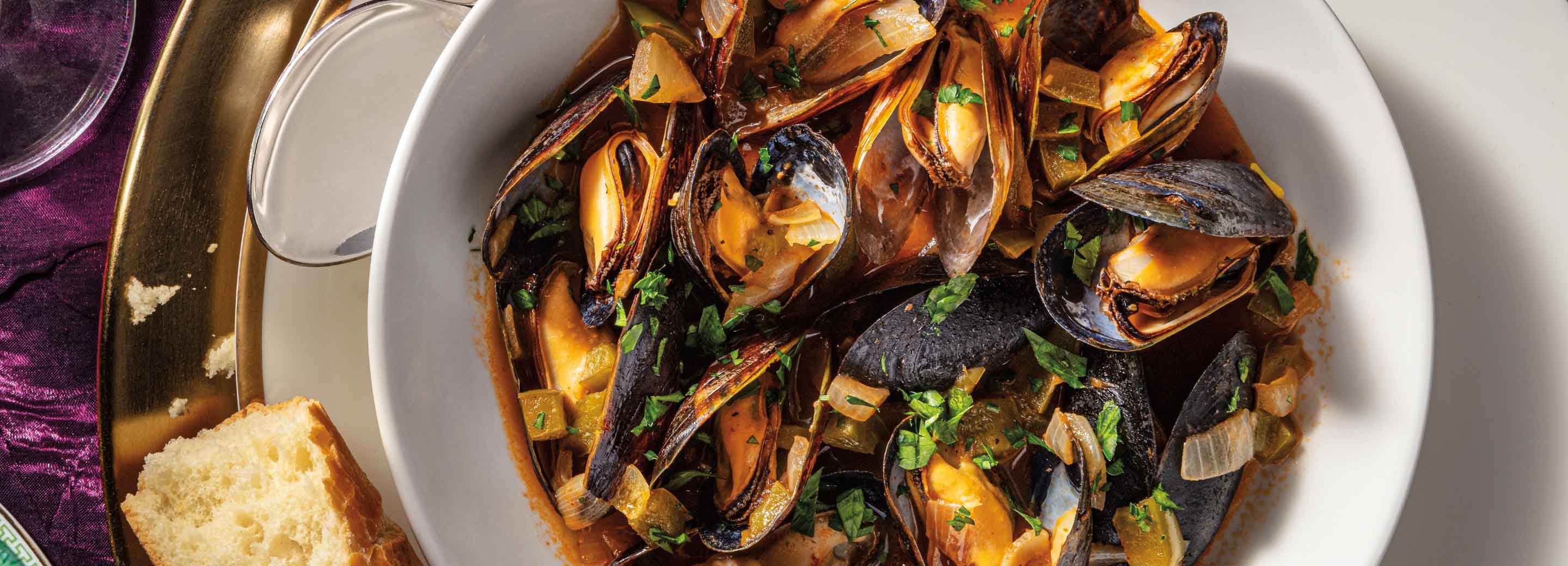Bloody Mary Steamed Mussels