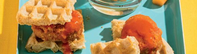 Meatless Hot Chicken & Waffle Sliders