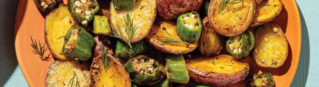 Dill Roasted Potatoes & Okra