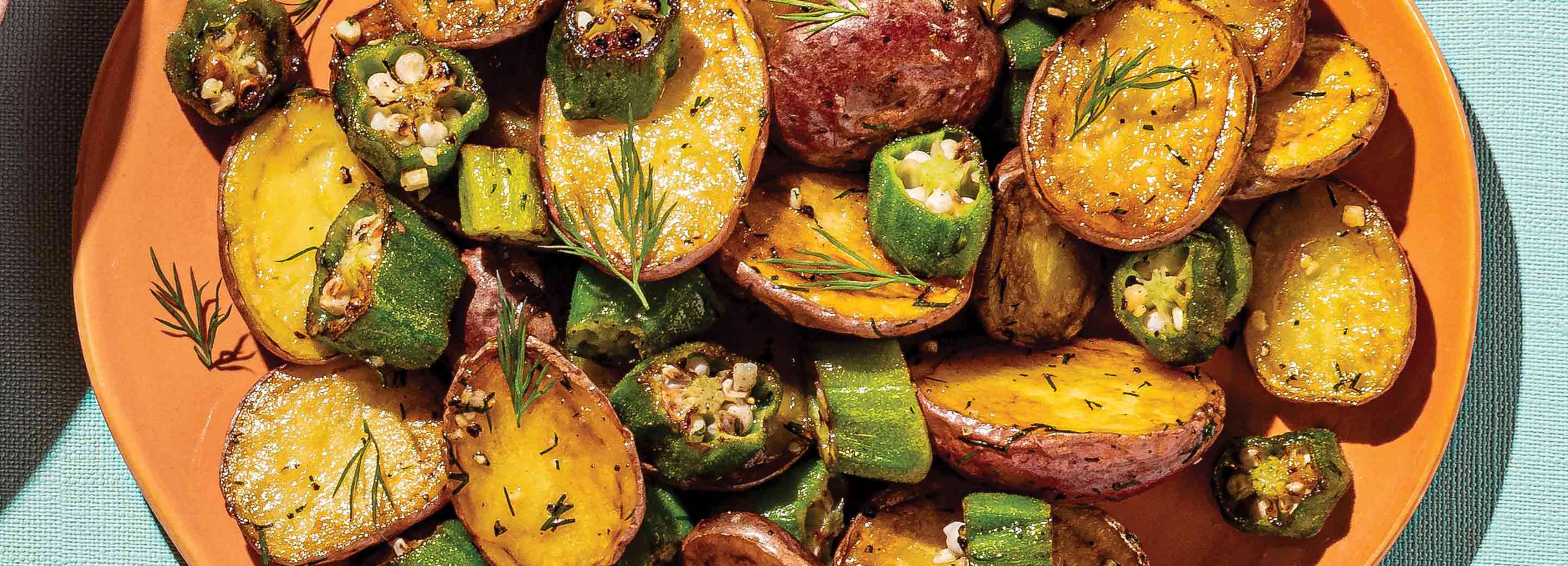 Dill Roasted Potatoes & Okra