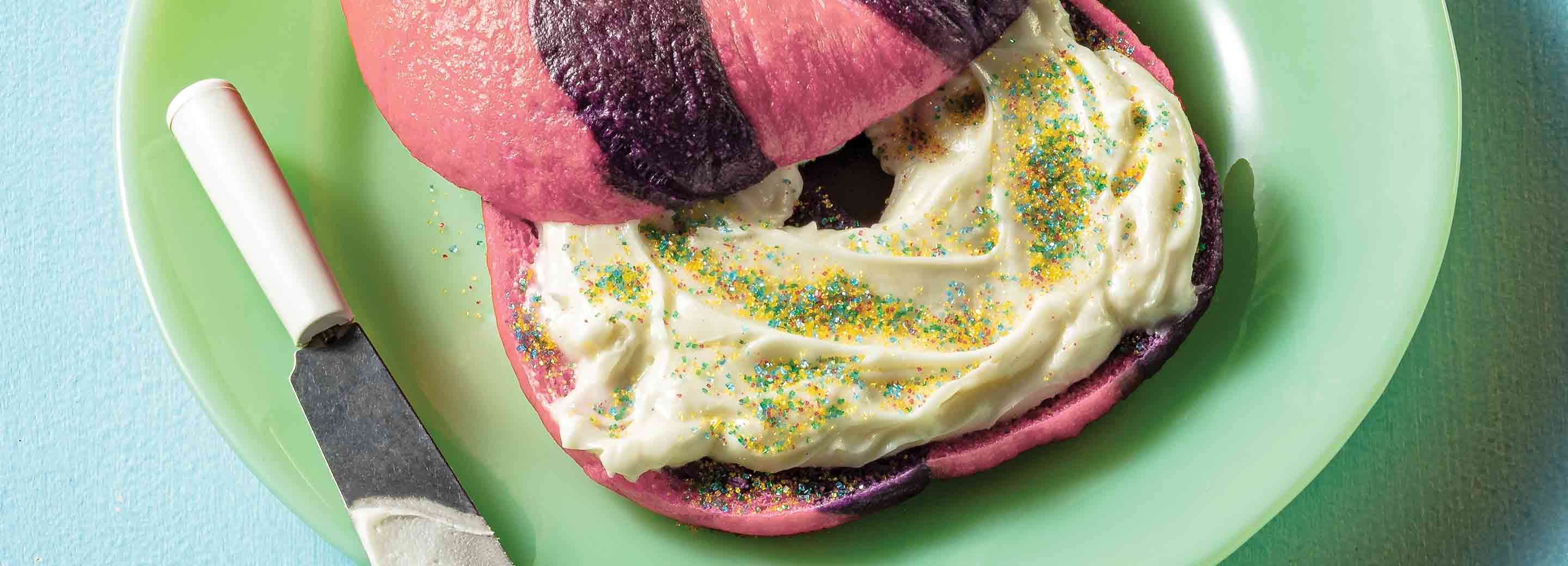 Pastel Bagels with Cream Cheese Frosting
