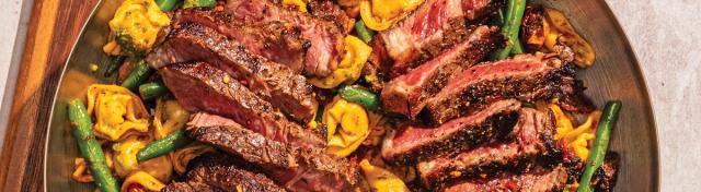 One Pan Pesto and Steak Tortellini