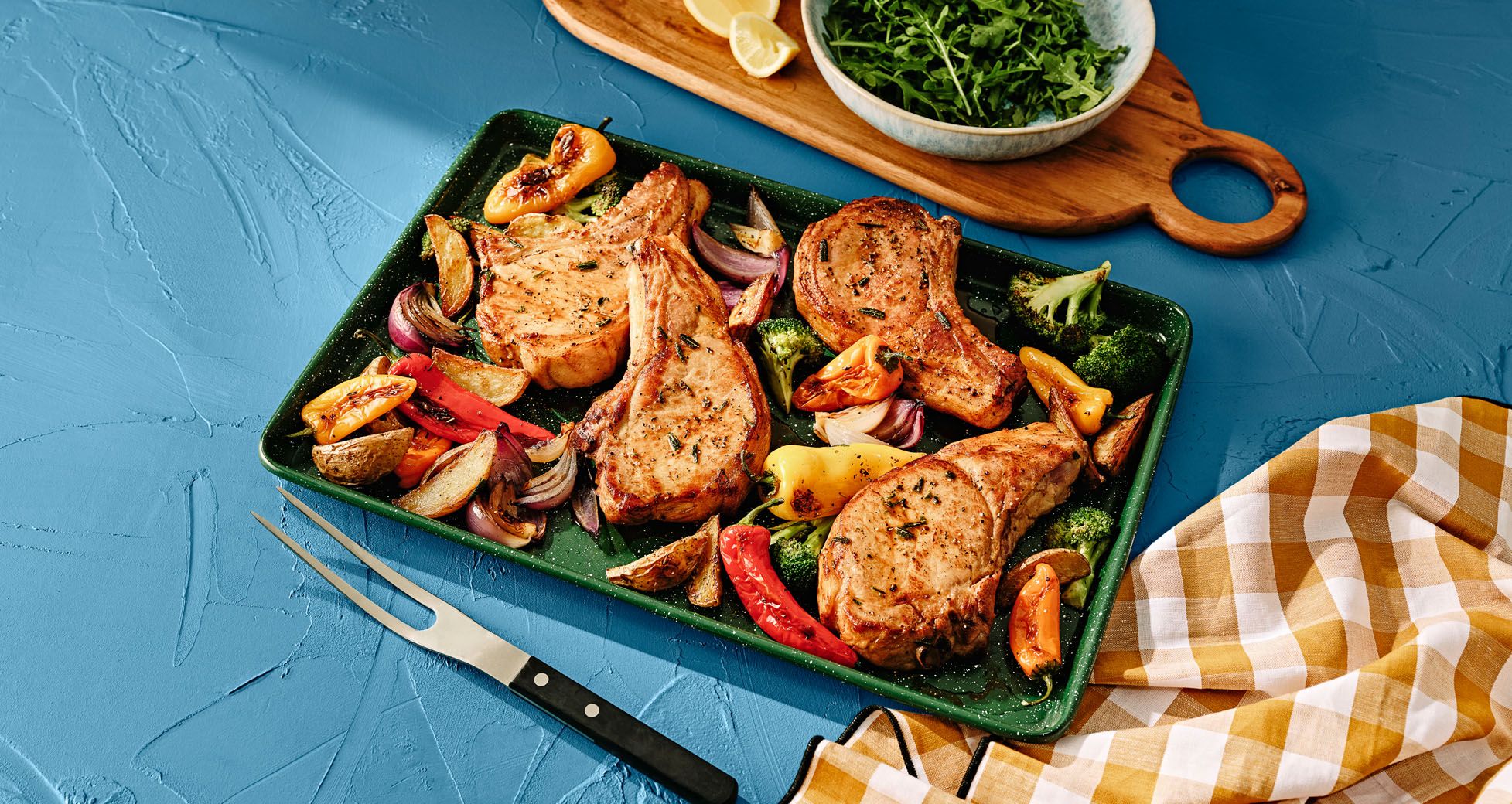 Sheet Pan Pork Chops with Potatoes & Broccoli