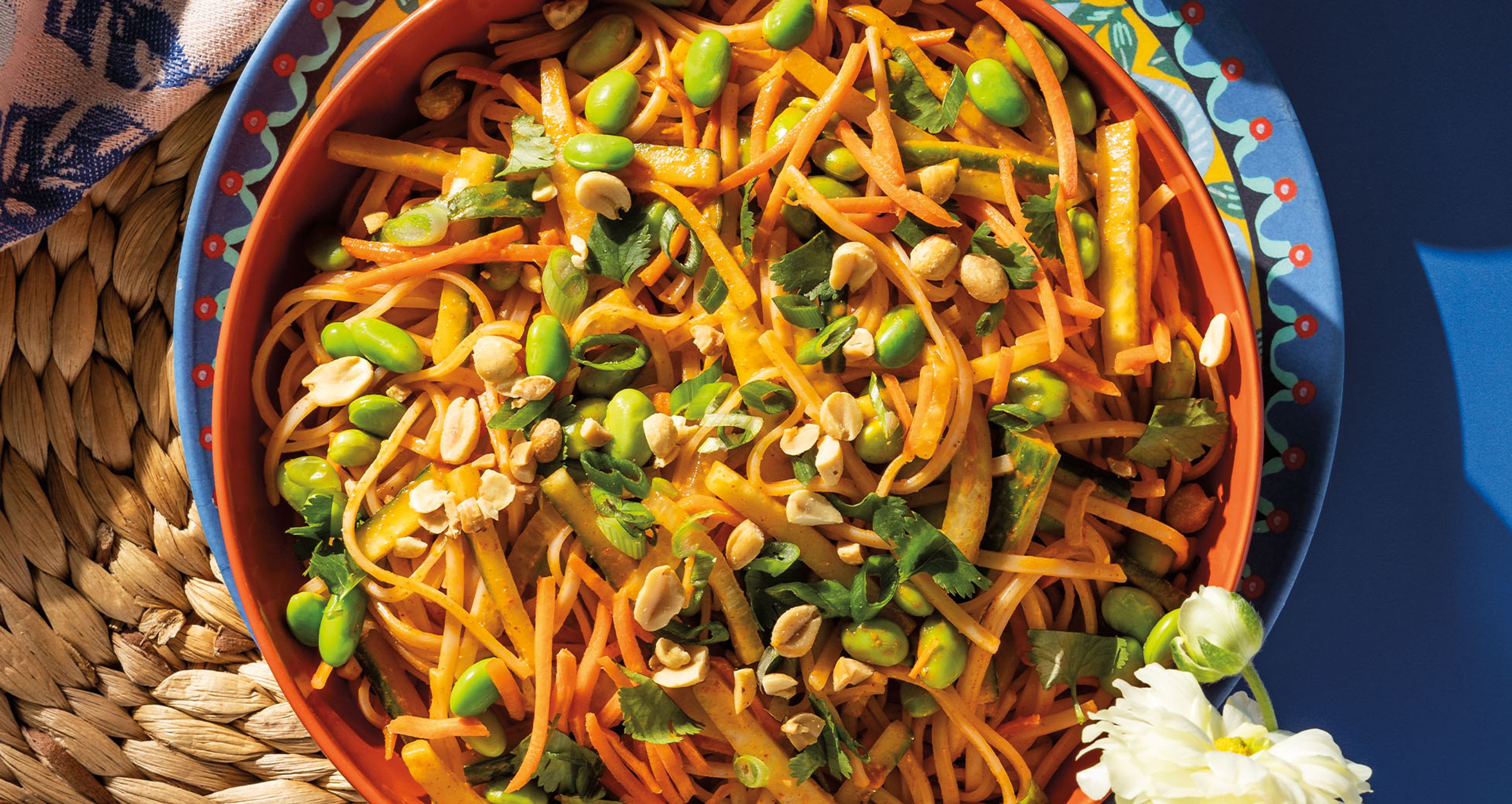 Peanut Gochujang Noodles With Cucumber and Edamame
