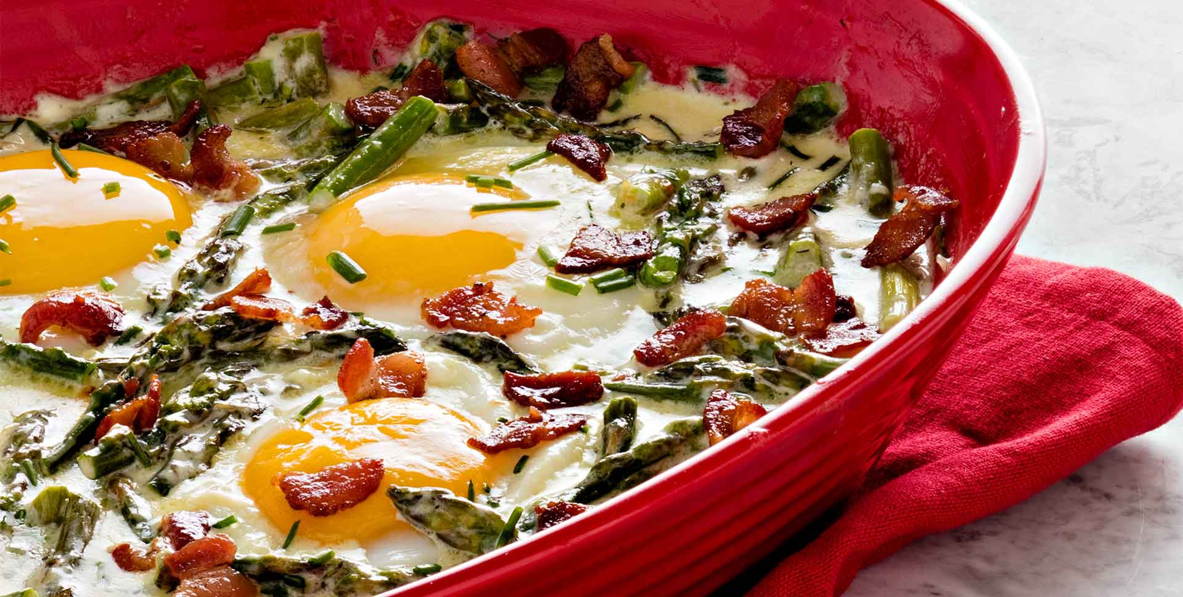 Creamed Asparagus with Baked Eggs