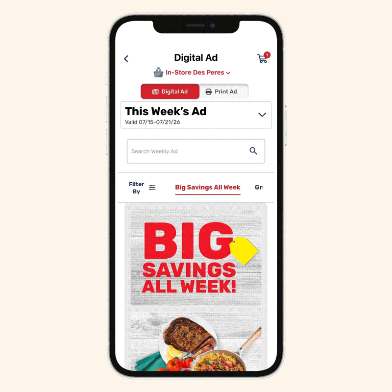 GIF of switching from Weekly Ad to Classic View