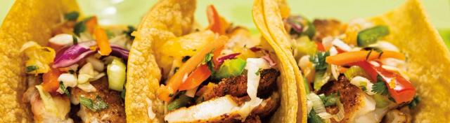 Blackened Fish Tacos with Rainbow Citrus Slaw
