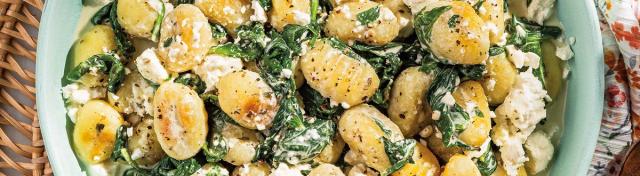 Crispy Gnocchi With Spinach and Feta