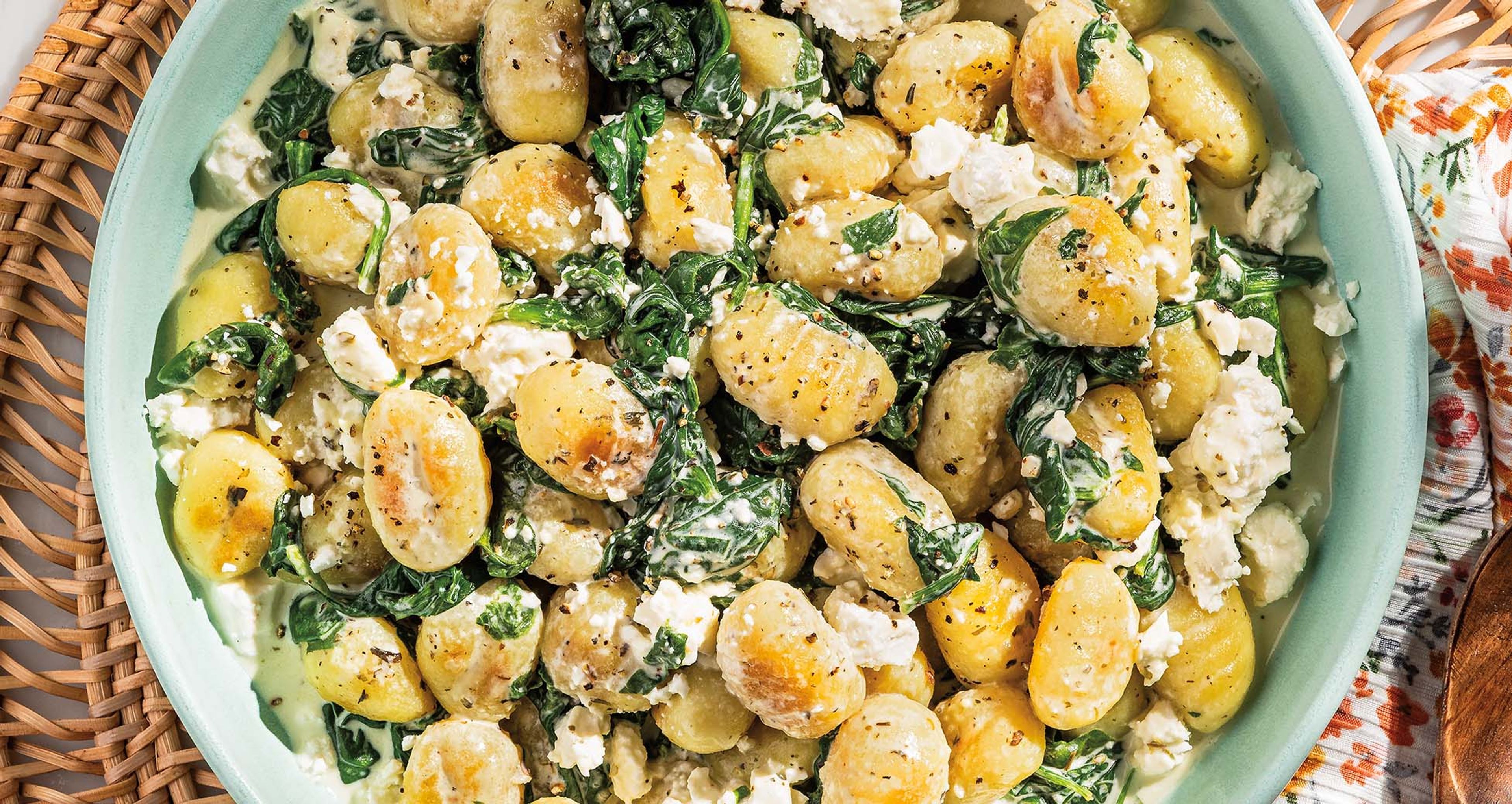 Crispy Gnocchi With Spinach and Feta