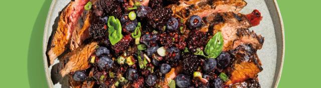 Balsamic Grilled Flank Steak with Berry Bruschetta