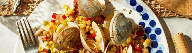 Grilled Clams with Corn Pepper Relish