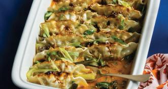 baked dumplings in casserole dish