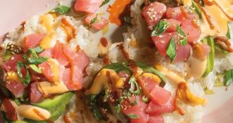 Crispy Sushi Waffle With Spicy Tuna