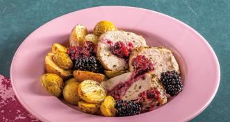 Blackberry Glazed Pork With Crispy Potatoes