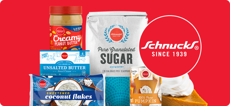 Schnucks Creamy Peanut Butter, Schnucks Sweetened Coconut Flakes, Schnucks Pure Granulated Sugar, Schnucks 100% Pure Pumpkin