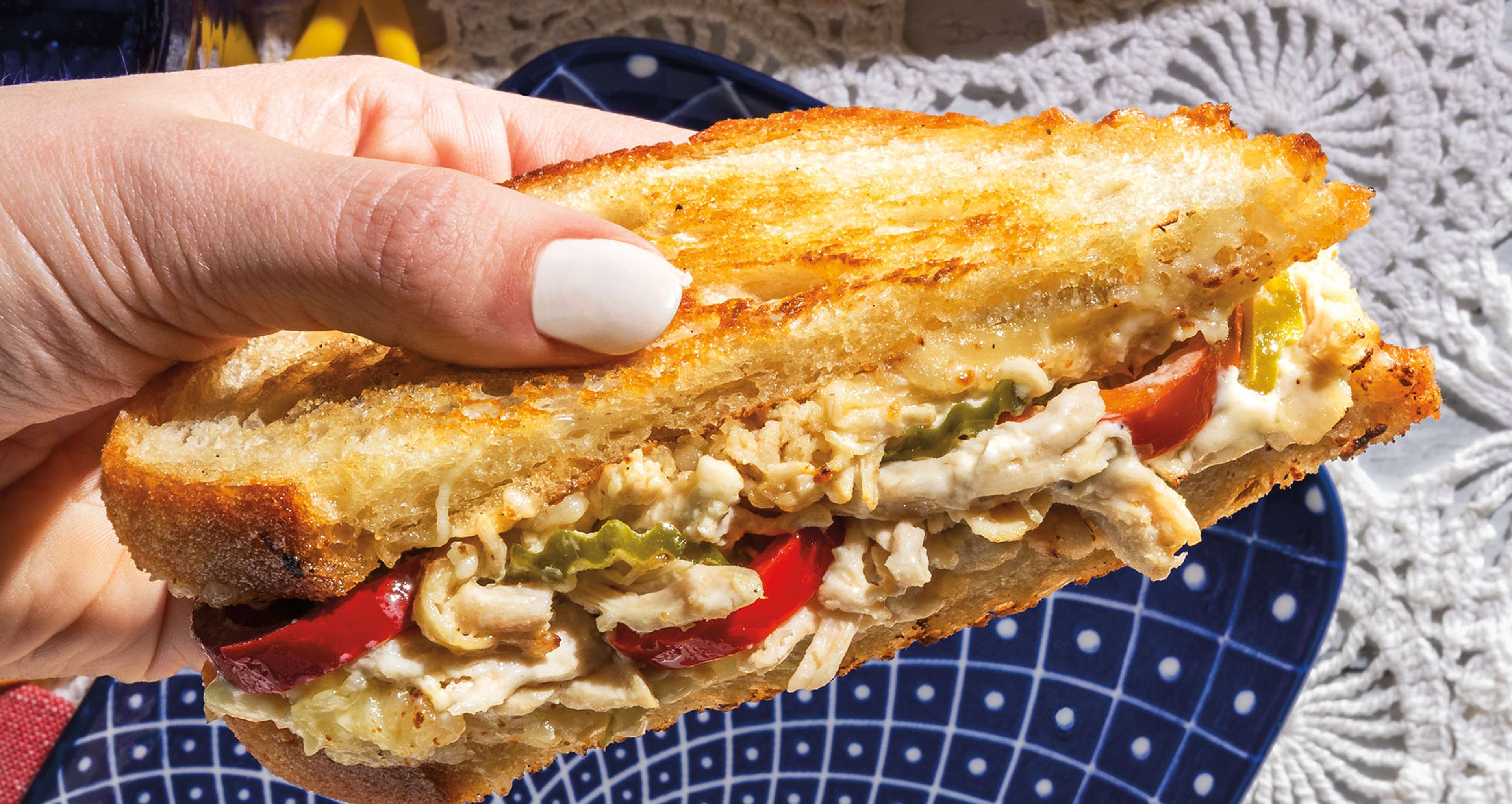 White BBQ Chicken Grilled Cheese