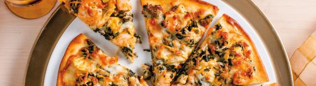 Spinach & Artichoke Pizza with Shrimp