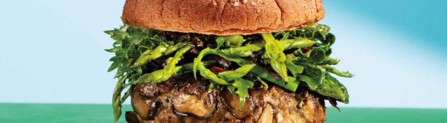 Beef & Mushroom Burgers with Asparagus Salad