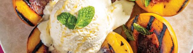 Grilled Peaches with Vanilla Ice Cream