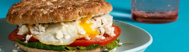 Egg Sandwich with Tomato, Feta & Rosemary Yogurt Aioli